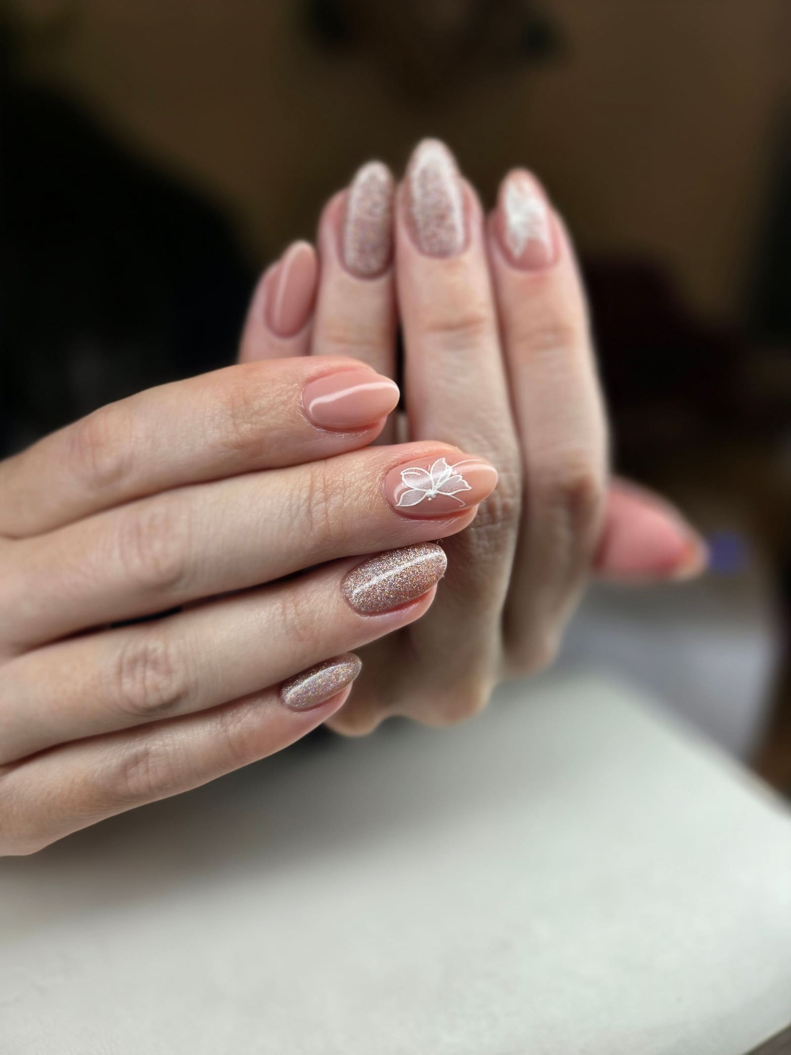Hand-painted butterfly nail art